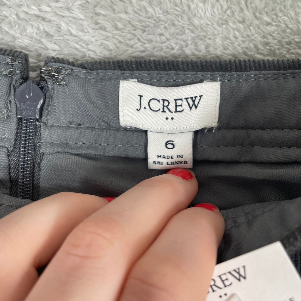 J Crew Corduroy Mini Skirt Womens 6 Gray Button Front Pockets - Picture 4 of 13